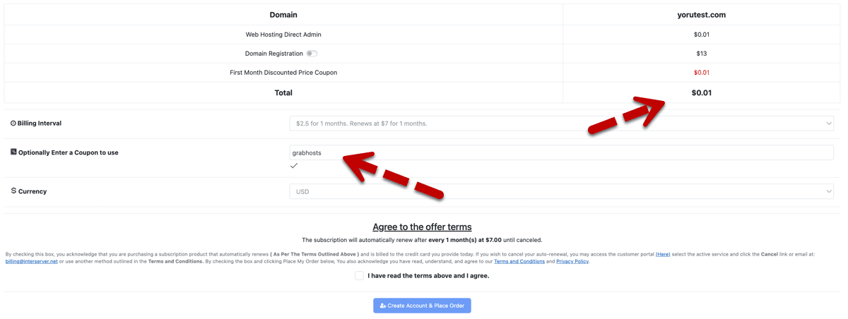 InterServer Discount Applied