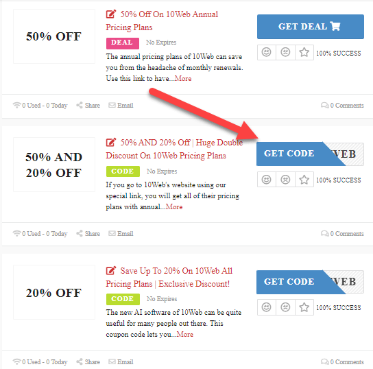 10Web Coupon Codes