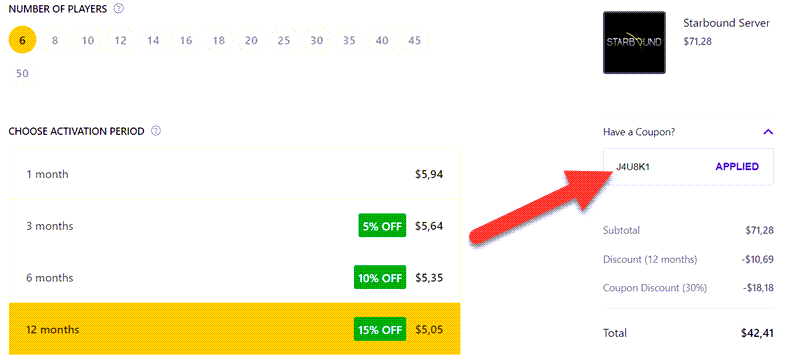 GameServerKings Coupon Applied