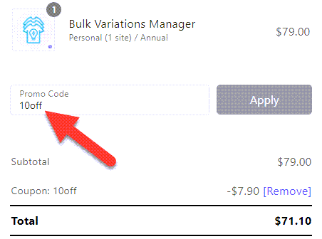 StoreApps Coupon Applied