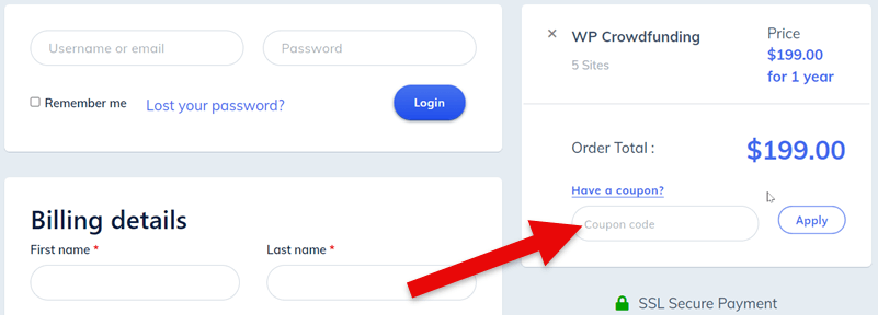 WP CrowdFunding Discount Box