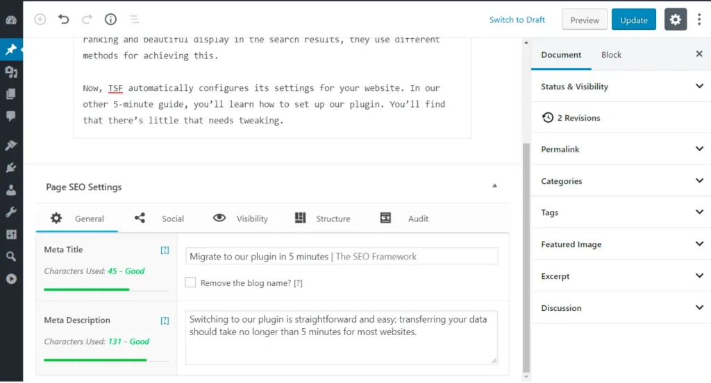 Page SEO Setting
