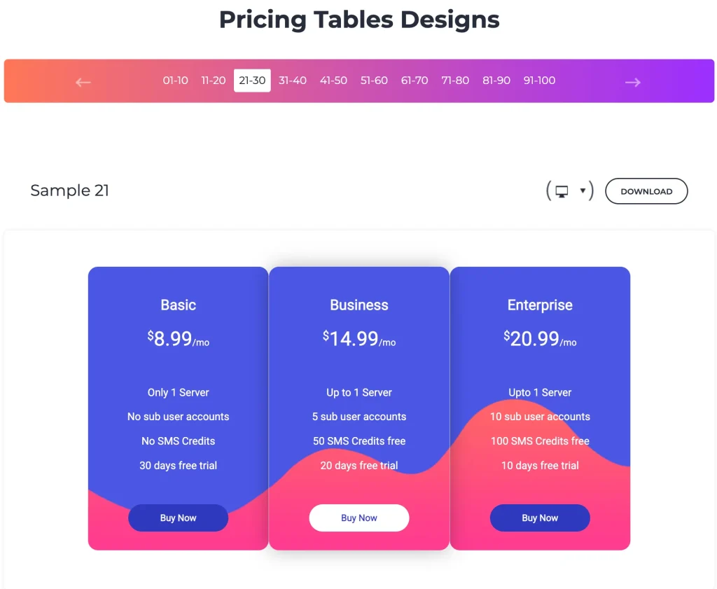 Pricing Table Templates Pricing Table Templates