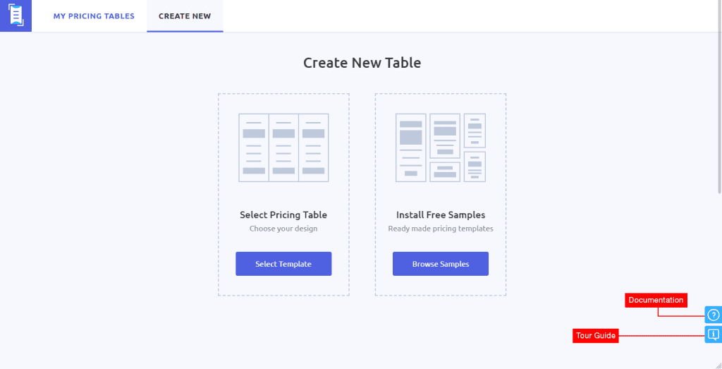 Create new table Create new table