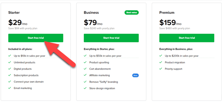 Sellfy Pricing