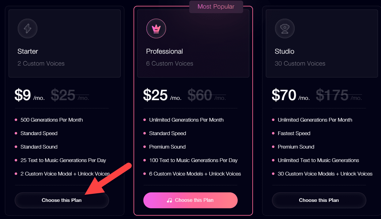 Musicfy Pricing